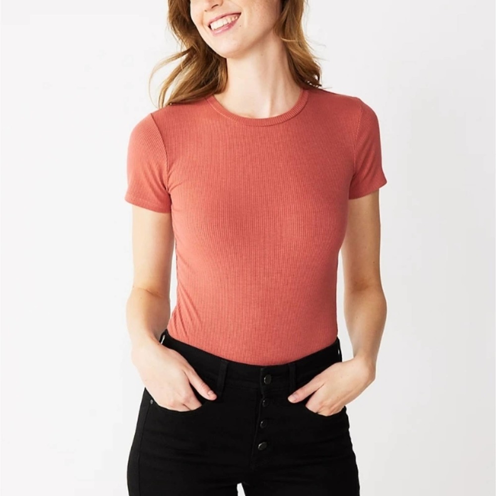 Nine West Ribbed Crewneck Short Sleeve